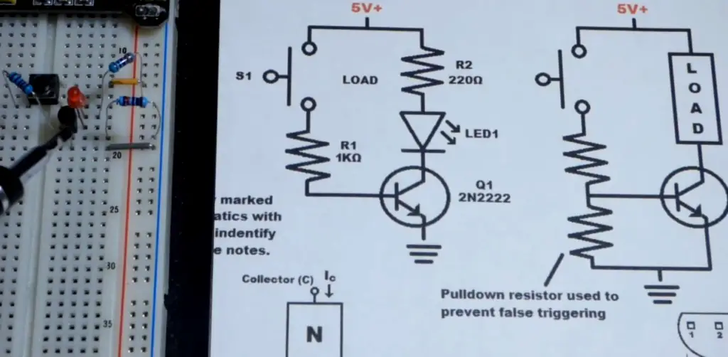 2N2222 Pinouts: An LED Controlling Circuit